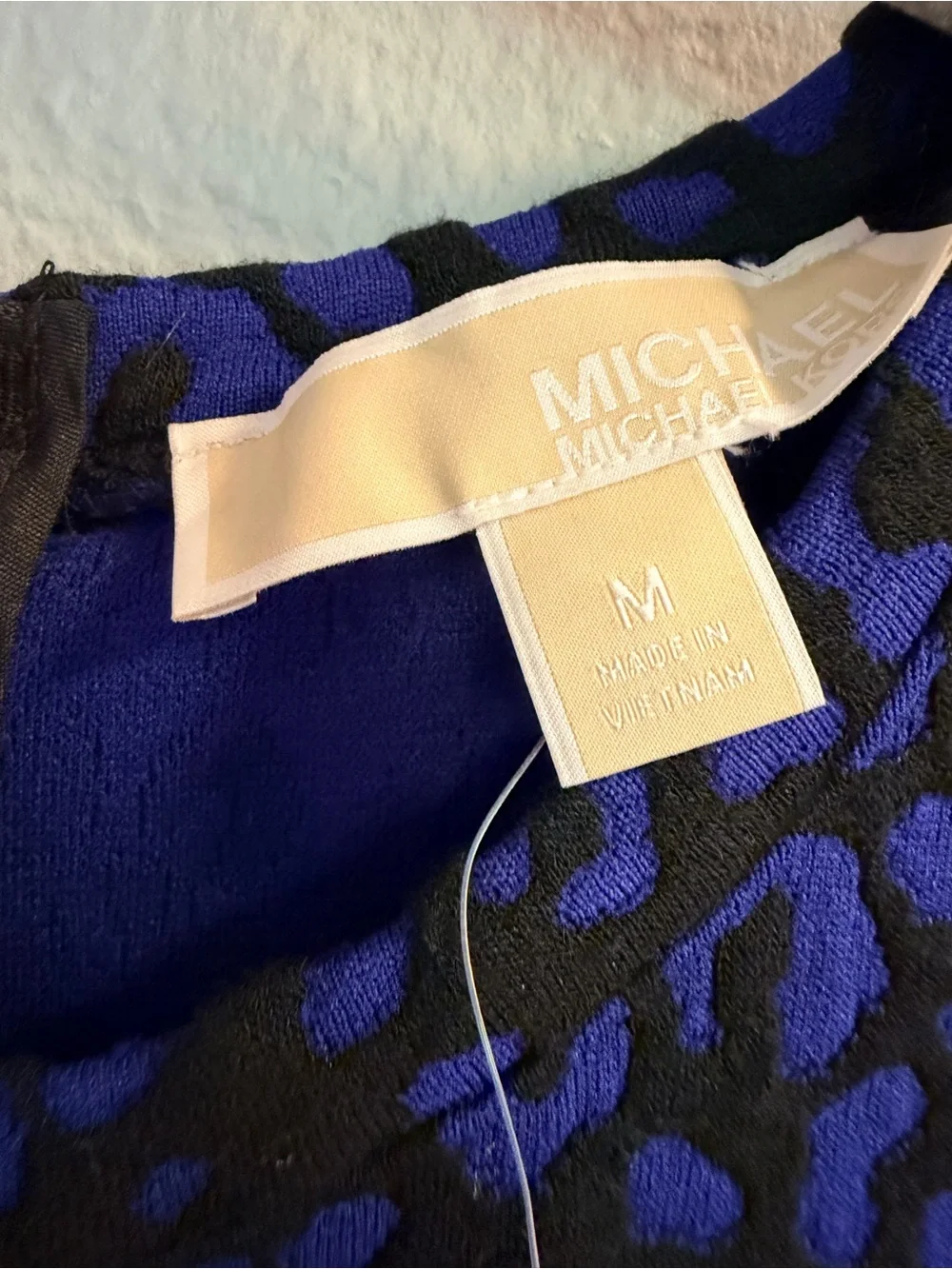 NWT Michael Kors Blue Leopard Print Fit & Flare Dress